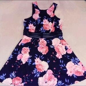 New Blue Floral Mini Dress Mesh Speechless XL